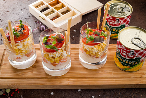 Веррины с форелью и кукурузой 