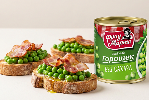 Брускетты с зеленым горошком
